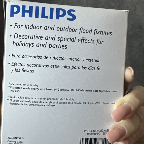 Philips 100 Watt Colored Flood Light Bulb Red BR38 - Picture 3 of 7